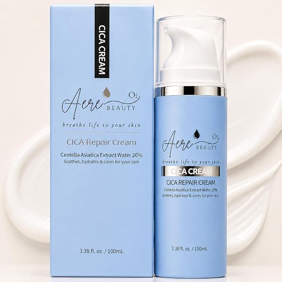 Korean CICA Repair Cream, 24% Centella Asiatica Face Moisturizer for Sensitive & Dry Skin Soothing Barrier Repair with Niacinamide, Collagen, Fragrance-Free, 3.38 fl oz / 100ml