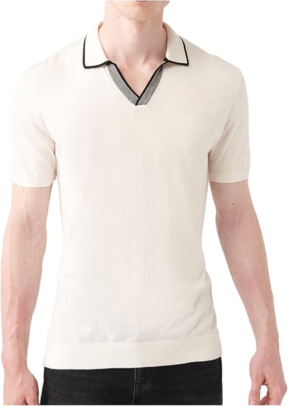 Avva Men's Regular Fit, Short Sleeve, Polo Neck, Sweater-Knitwear Plain T-Shirt, Medium, White