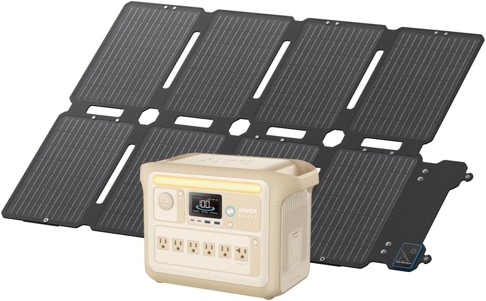 Solix C1000 & PS100 Compact 1056 Wh Portable Power Supply & 100 W Solar Panel Set, 58 Minutes Charging Beige | 定格1500W リン酸鉄 防災 キャンプ 拡張バッテリー対応 パススルー アプリ対応 車中泊 停電対策 長寿命10年 セット