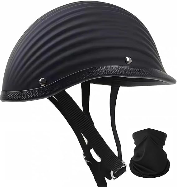 German Style Motorcycle Half Helmet DOT Approved Retro Thin Skull Cap for Adult Men Women Vintage Cap Half Face Shell Helmets for Scooter Moped Cap Street Cruiser Jet Style