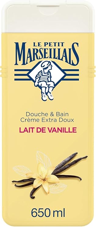 Harrissen Select Le petit Marseillais Shower & Bath Cream Vanilla Milk 650ml | Extra-Gentle Moisturising Body Wash | Softening & Nourishing Shower Gel for Daily Use
