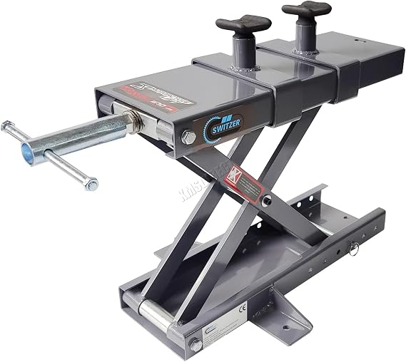 SwitZer 500KG 1100LBS Motorcycle Repairing Jack Lift Tool High Loading Lifting Capacity Scissor Vehicle Stand Adjustable Workstation Motorbike ATV Lifter 45X15cm Large Platform