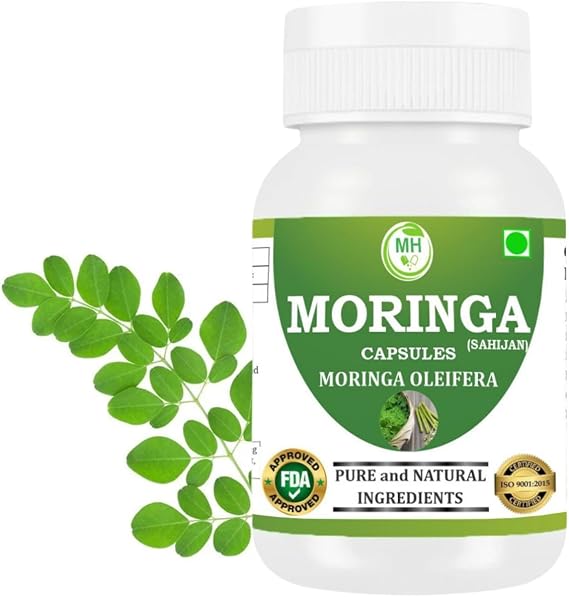 Organic Moringa Capsules | 60 Vegan Capsules | Pure Moringa Leaf Powder | Natural Plant-Based Superfood Supplement | Non-GMO, Gluten-Free, Lactose-Free, No Additives
