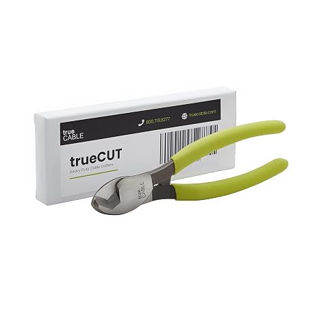 TRUE CABLE Heavy Duty Cable Cutters, Hardened Carbon Steel Wire Cutter, Cuts Copper & Aluminum Up to 1/0 AWG, Durable Hand Tool for Electricians, Comfortable Grip, Precise Clean Cuts, 1pcs
