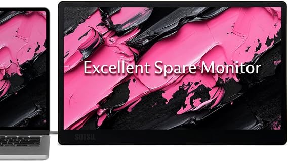 SOTSU SleekView 15.6" Portable Monitor | FHD 1920x1080 | 300 Nits | 100% sRGB | 60Hz | 6W | HDMI | USB-C | Lightweight | Gaming | Laptop | Smartphone | Travel | Sleek & Stylish Design