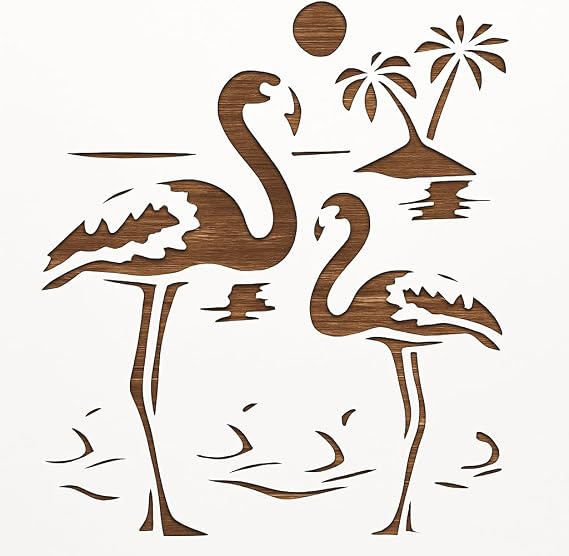 Flamingo Sunset Reusable Sturdy Stencil Clear Custom Cut Plastic Sheet Template Cutout Sign DIY Supplies for Airbrush Painting Drawing 1-5x6 inch