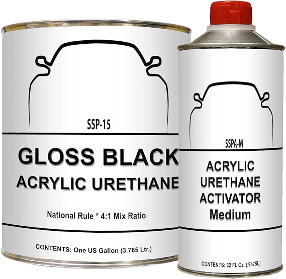 Speedokote Gloss Black 2K Acrylic Urethane, 4:1 Gallon Medium Kit, SSP-15/SSPA-M