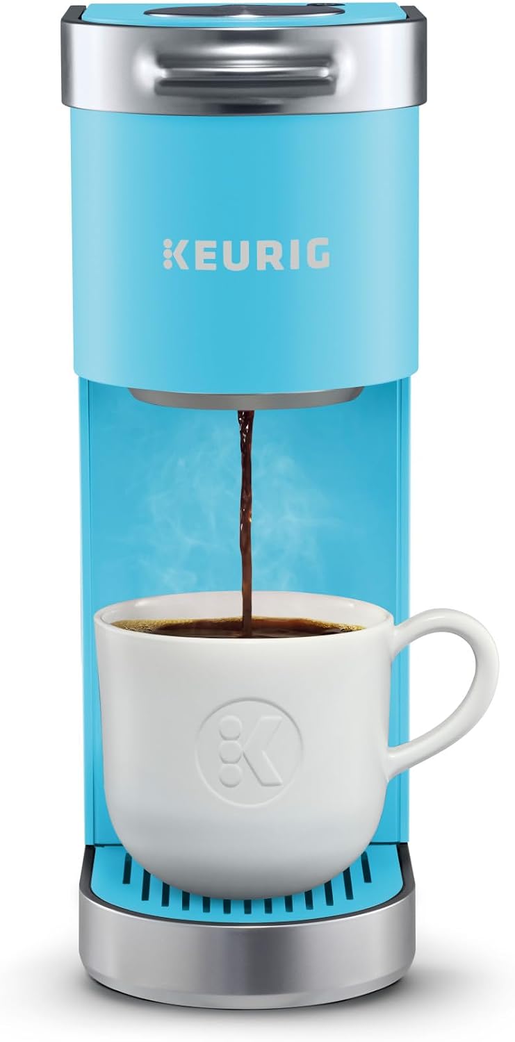 Keurig K-Mini Plus Single Serve K-Cup Pod Coffee Maker, Holds up to 9 K-Cup Pods, Travel Mug Friendly, 1500 Watts, Cool Aqua