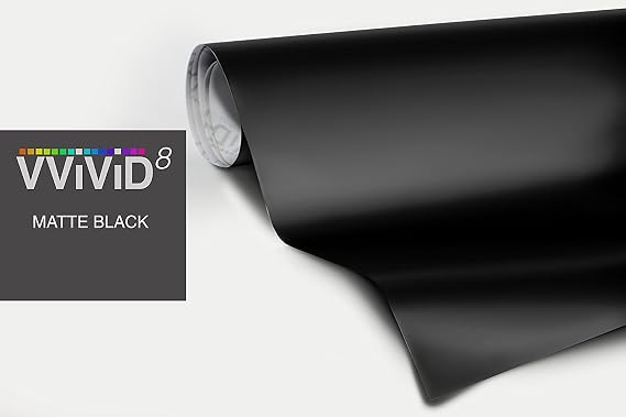 VViViD Satin Flat Matte Stealth Jet Black Vinyl Wrap Roll with Air Release Technology (6ft x 5ft (Hood, Roof or Trunk Wrap Kit))