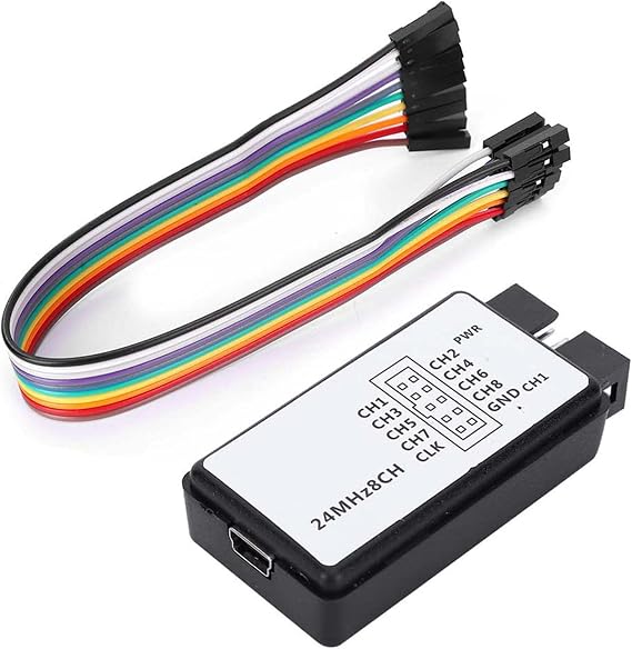 Garosa USB Logic Analyzer 24MHz 8 Channel Digital with Memory Input Mini Pocket Size Logic Analyzer Device for Electronics Debugging and Testing
