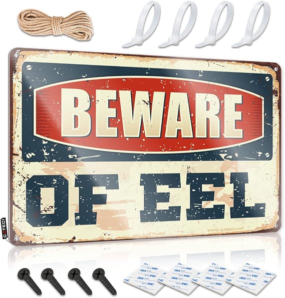 Man Cave Signs and Decor Beware of EEL Sign Bar Accessories for Man Cave Man Cave Tin Sign(30X40CM)