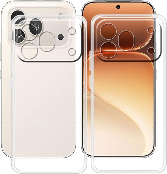 for Honor 600 Pro Case (6.57"), 2 Pcs Ultra-Thin Anti-Scratch Back Cover, Clear Silicone Shockproof Shell, Soft TPU Bumper Cover for Honor 600 Pro - Clear + Transparent