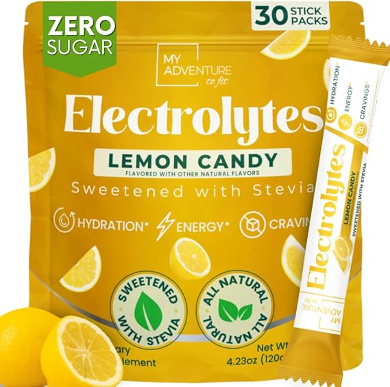 Electrolytes Powder Packets Lemonade Sugar Free Hydration Drink Mix 30 ct | Refreshing Flavor Makes Water Easy to Drink Daily Water Enhancer for Everyday Life, Sports, Exercise, Travel & Outdoors