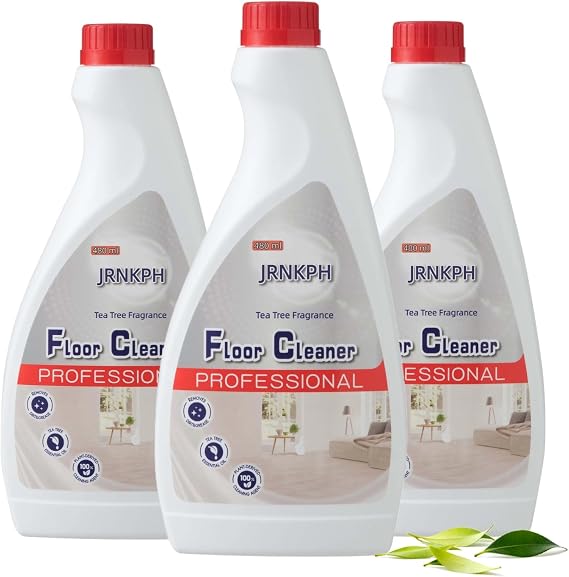 Robot Mop Cleaner Solution 480ml x 3 Pack - Compatible with Roborock Q5/Q7/Q8/S7/S8/Qrevo, Cordless Vacuums, Tea Tree Scent, Low Foam, No Residue for Hard Floors