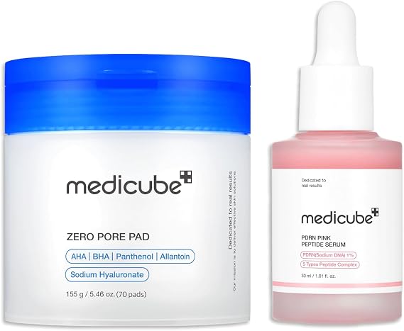 medicube For All Skin Types Duo - Zero Pore Pads and PDRN Peptide Serum | Clearer Pores & Firmer-Looking Skin, Korean Skincare, Skincare Set, Gifts for Women