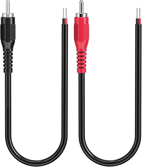 RCA to Speaker Wire, 18AWG 2 Pack RCA Male Plug Adapter to Bare Cable Open End, UIInosoo Audio Cable 1ft, Black and Red