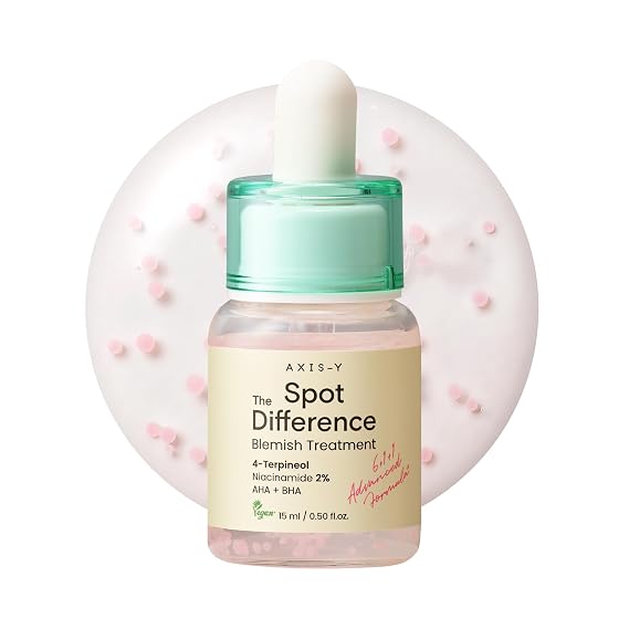 AXIS-Y Spot The Difference Blemish Spot Treatment - 4-Terpineol 2% Niacinamide AHA BHA Soothes Breakouts & Skin Barrier Repair - Vegan Korean Skin Care Face Serum (0.50 fl. oz.)