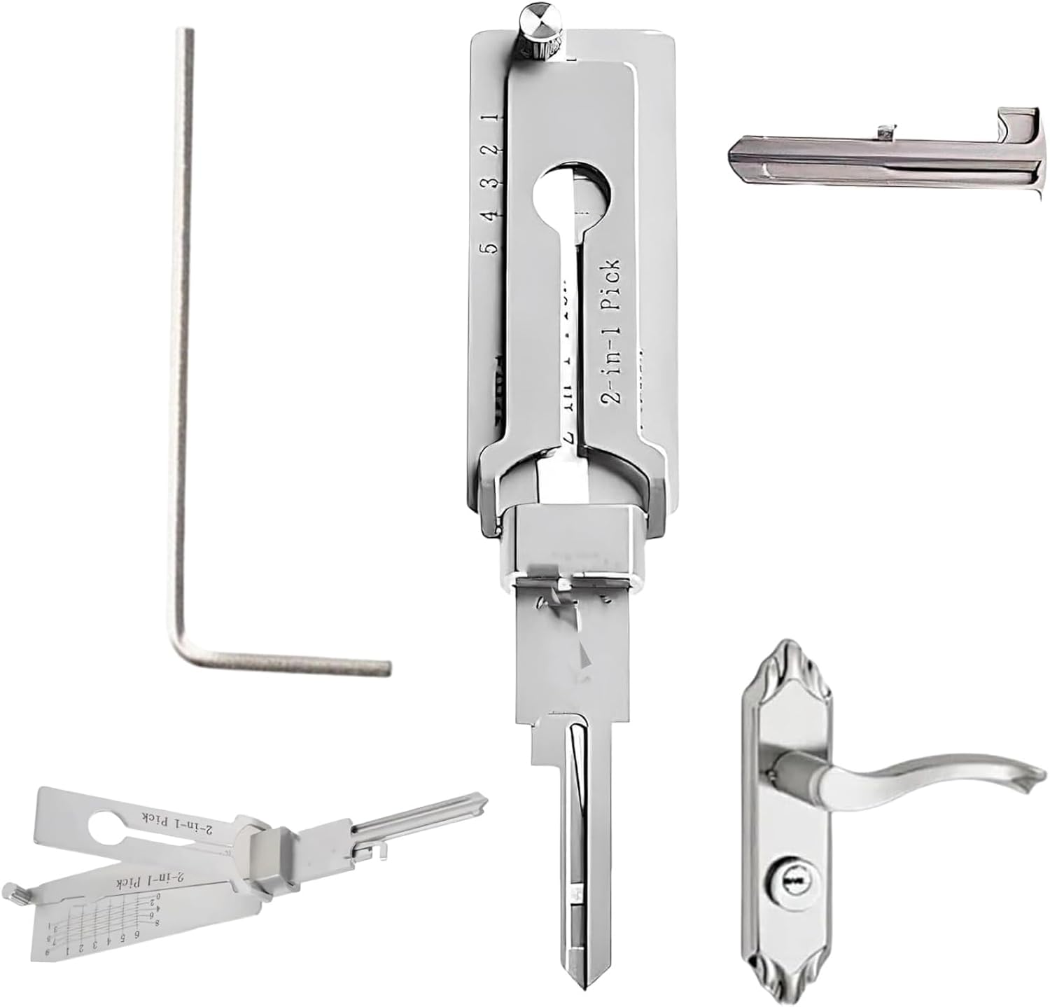 2 in 1 Lock Pick and Decoder Tool Key Decoder SS002 Pro Lock Pick Tool Stainless Steel Key Decoder Lock Pick Decoder for Car Locks/Mith Tools Professional Set for