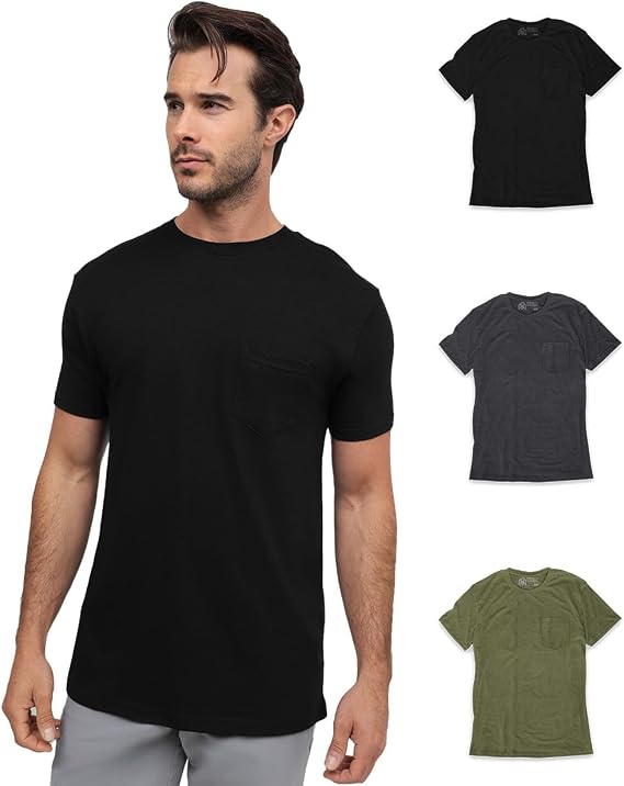 Pocket T Shirts for Men Soft Cotton Crew Neck Fitted Casual Tees S-4XL