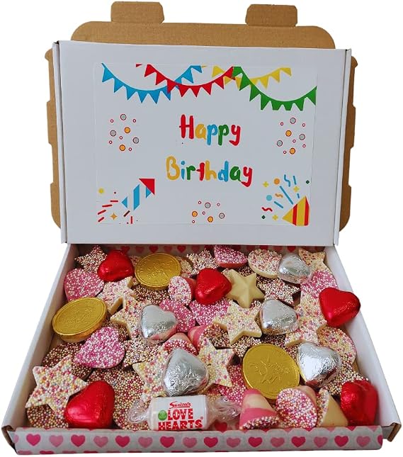 Happy Birthday Pick N Mix Sweet Letterbox Birthday Gift box Hamper more than 8 Different Classic Retro Sweets chocolate mix for kids, Adult 400g