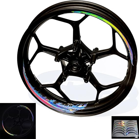(13"/14" inch) Rim Wheel Reflective Fire Style Stripes Decals Tape Neon Stickers
