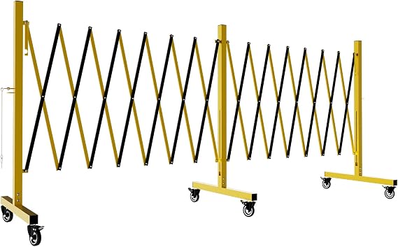 Expandable Mobile Safety Barrier, Heavy Duty Retractable Traffic Barricade with Wheels, Industrial Foldable Gate for Warehouse, Construction Site & Event Crowd Control (1, 23ft)