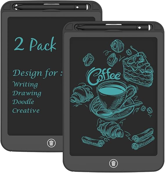 [2 Pack] TIQUS 9.25 Inch LCD Writing Tablet Pad Ewriter Electronic Board and MeMO Notes for and Adults at Home School and Office Middle Stylus [Black]