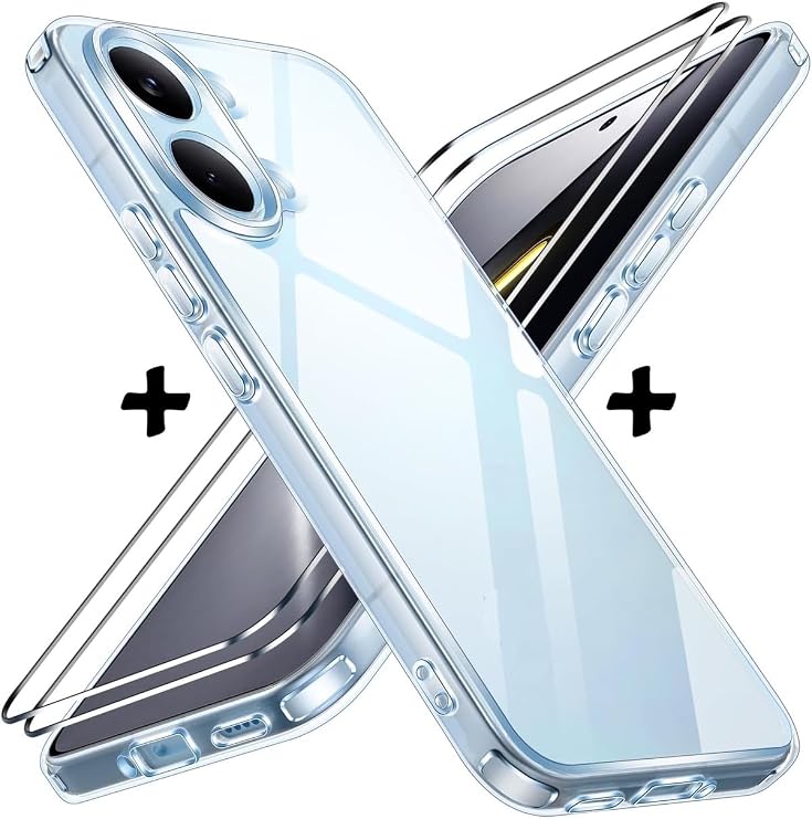 CONSTRAIN - Xiaomi Poco X8 Pro Max ile uyumlu Kılıf Kamera Çıkıntılı Korumalı Yumuşak Şeffaf Silikon +9H Ekran Koruyucu Cam Set