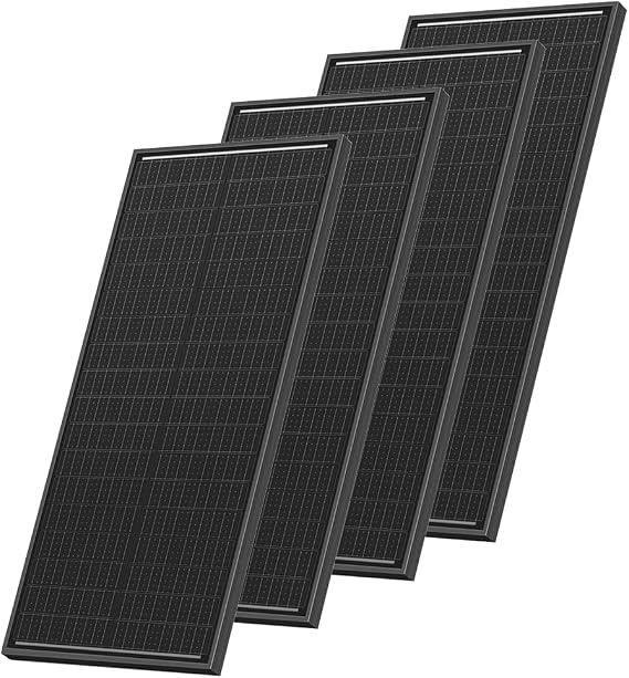 WERCHTAY 400 Watt Solar Panel, 4Pcs 100W 12V Monocrystalline High-Efficiency Solar Panel for RV Camping Rooftop Farm Marine Battery and Other Off-Grid Applications (4 Pack 100W, Black)