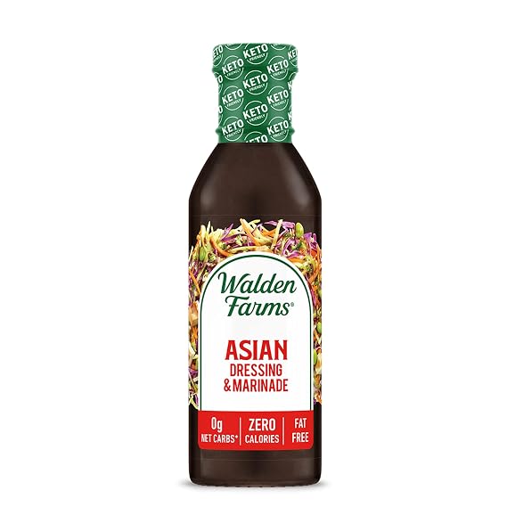 Walden Farms Asian Dressing & Marinade Calorie-Free, Gluten-Free, Low Carb, Keto-Friendly, Sugar-Free, Fat-Free, Dairy-Free Zesty Asian Flavor 12 oz Bottle