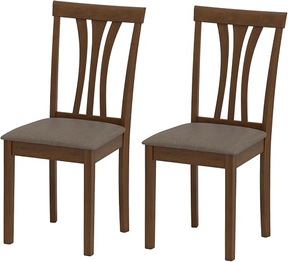 Wood Dining Chairs Set of 2,Upholstered Wooden Kitchen Chair with Padded Seat & High Curved Back, Armless Mid Century Dining Accent Side Chairs for Dining Room, Living Room,Restaurant