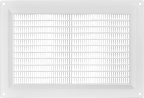 250 x 170 mm White Vent Cover – Louvered Plastic Air Vent Cover with Mesh – HVAC Return Air Vent Cover for Wall, Ceiling, Shed Vents – Air Supply and Exhaust Ventilation Grilles for Indoor