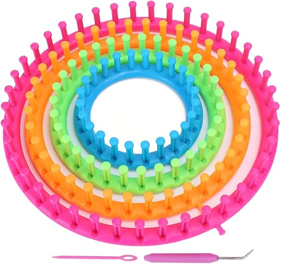 Generic Knitting , Circle Round Knitting s Set Craft Kit Tool Knitting Kit Crochet with Hook Needle and Pompom Scarf Maker for DIY Hat Scarf Shawl Sweater Sock Blankets