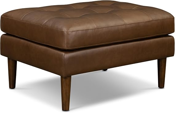 Poly & BARK Napa Ottoman in Cocoa Brown Modern Upholstered Ottoman with Plush Cushioning, Versatile Footrest, Accent Seating, and Living Room Furniture