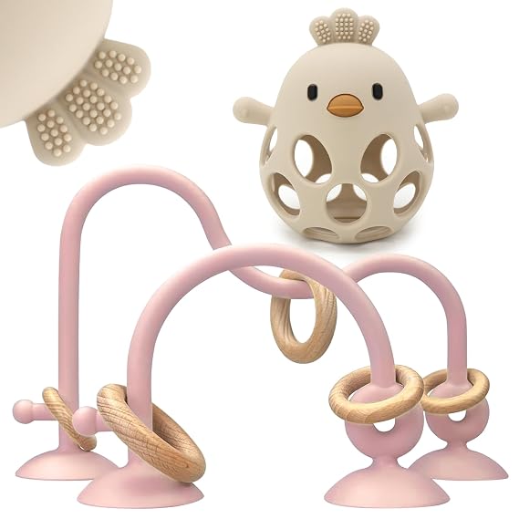 Baby High Chair Suction Cup Toys Teething,BPA-Free Silicone Teethers Chew