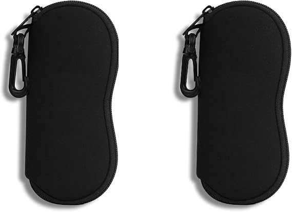Hion Sunglasses Soft Case Ultra Light Neoprene Zipper Eyeglass Case With Belt Clip