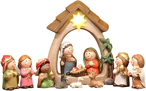 LED Light Nativity Set Christmas Decoration For Kids Resin Nativity Set With LED Light For Kids Resin Premium Resin, Multi-color