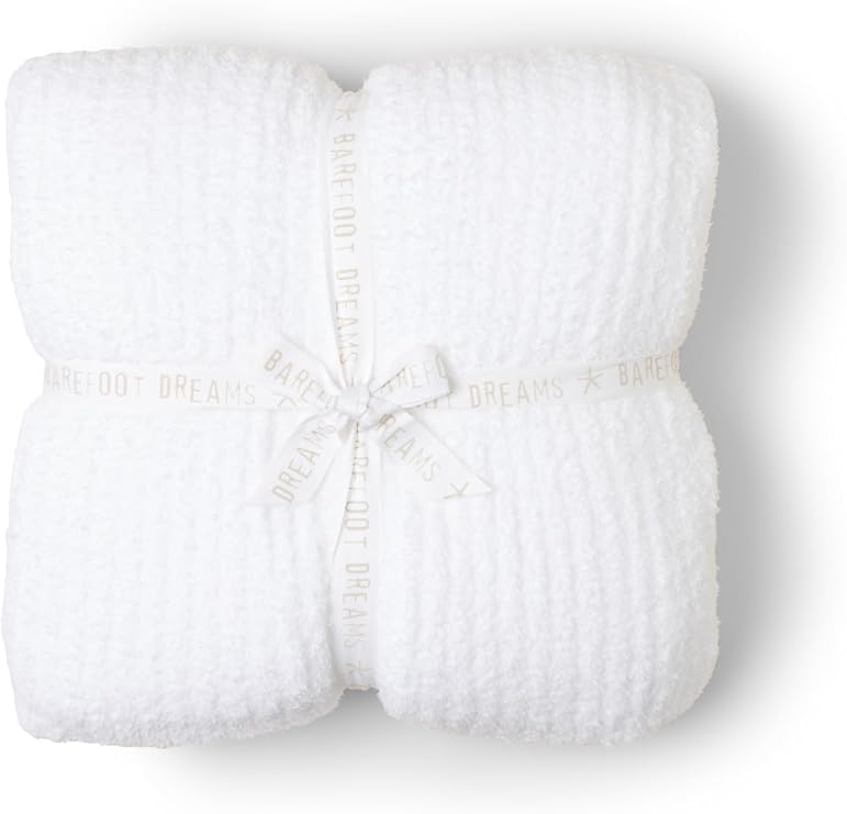 Barefoot Dreams CozyChic Ribbed Bed Blanket, White, King