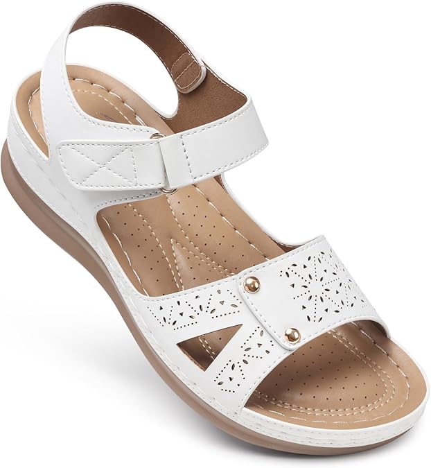 SHIBEVER Women Flat Sandals Comfortable: Arch Support Sandals Dressy