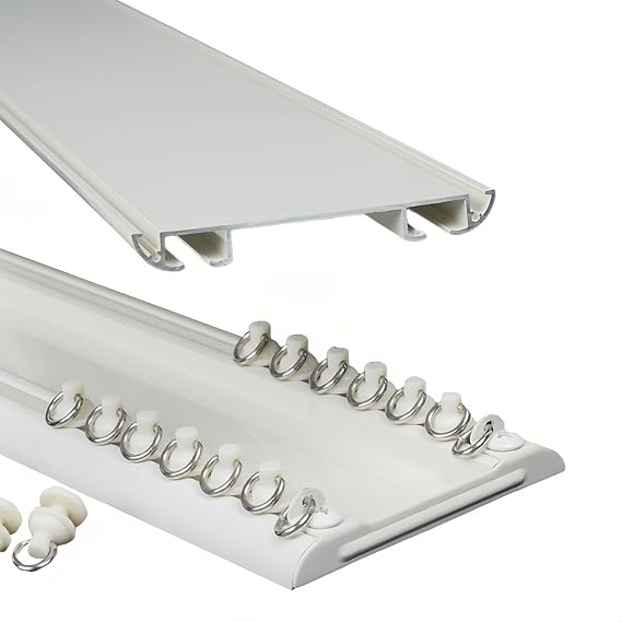 Track Ultra-thin Conjoined Double Curtain Track Ceiling Mount Aluminium Curtain Rail Set For For Bedroom, Shower, Hospital, Room Divider 120/170/250/300/480/500/600cm(11.2FT(340CM))