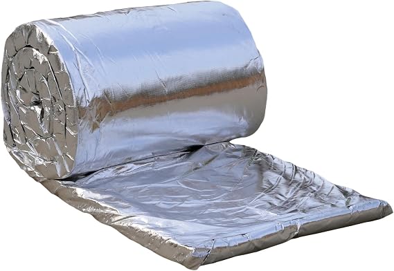 Ceramic Fibre Mat with Aluminium Foil Surface Fireproof Insulation Wall Fire Blanket Suitable for Oven Wall Fireplace Boiler (Size: 61 cm x 7.2 m x 2 cm (24 x 283 x 0.78 inches) Colour