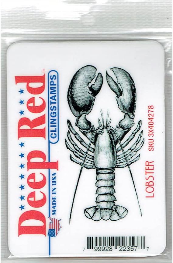 Deep Red Stamps Lobster Rubber Cling Stamp 1.5 x 3 inches