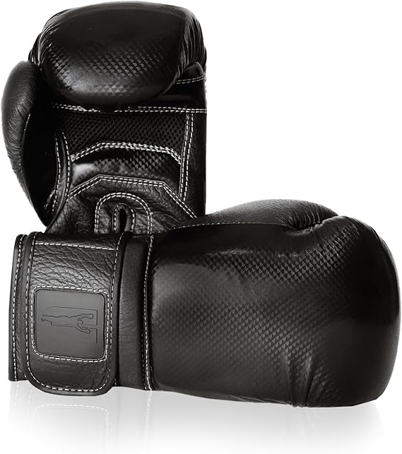 Boxing Gloves - Training Boxing Gloves Design with Black Carbon Fiber & Leather Thumb - Durable Wrist Strap Professional Boxing Gloves for Sparring, Heavy Bag Work, Muay Thai