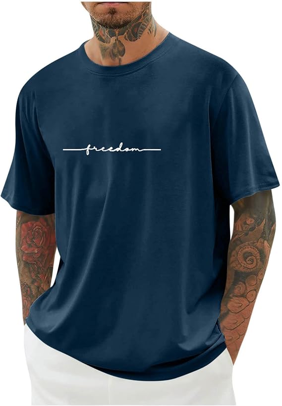 Graphic T Shirts for Men Lightweight Short Sleeve Crewneck Basic Top Loose Fit Summer Vacation Workout Shirt 2025