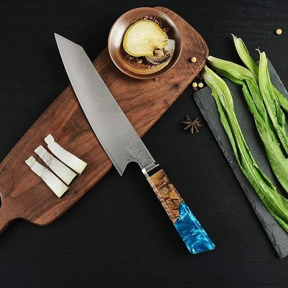 Chef Knife, Damascus Knife 8 Inches, VG10 Damascus Stainless Steel Knife, Ergonomic Chef Knife, Sharp Razor, Excellent Edge Retention Chef Knife Kitchen Knife BY KKZY