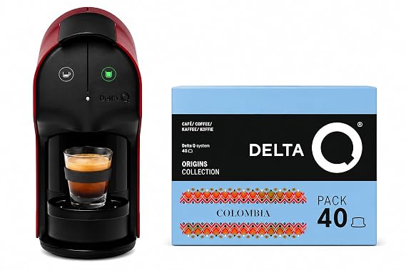 Delta Q Quick Red Coffee Espresso Machine with 40 Colombia Capsules