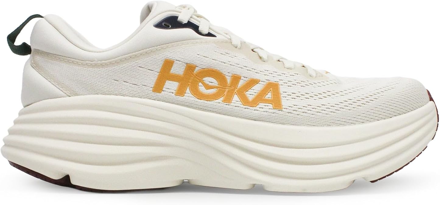 HOKA Mens Bondi 8 Textile Oat Milk Alabaster Trainers 8.5 US