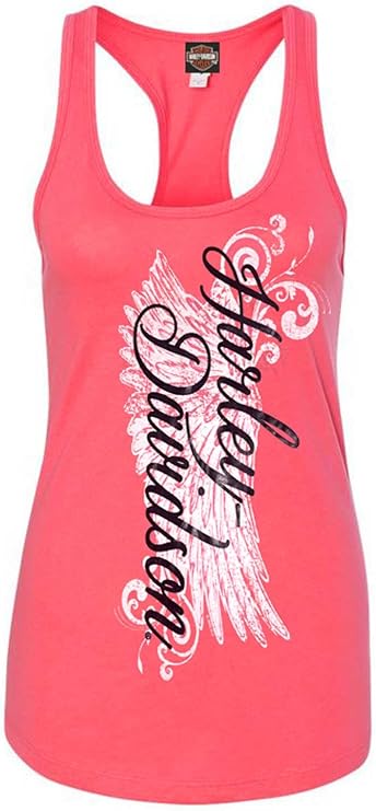 Harley-Davidson Women's Road Diva Script Sleeveless Racerback Tank Top, Yellow