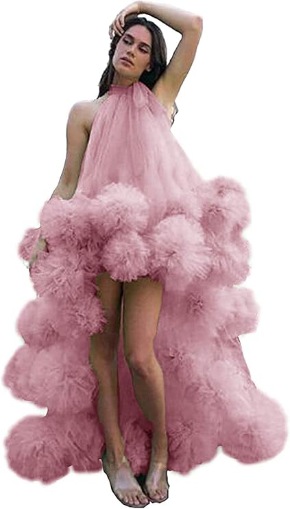 Women's Halter Prom Dress Ball Gowns Puffy Tulle High Low Formal Evening Party Gowns