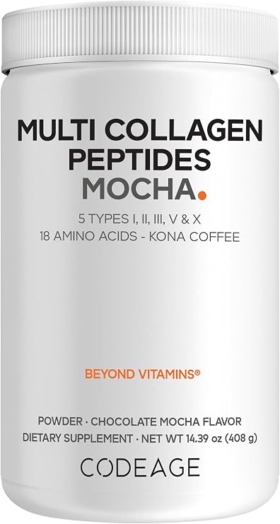 Multi Collagen Peptides Powder, Chocolate Mocha, 14.39 oz (408 g), Codeage
